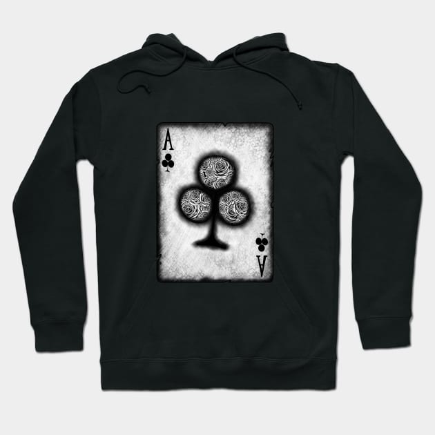 Ace of Clubs with Roses Hoodie by DeneboArt